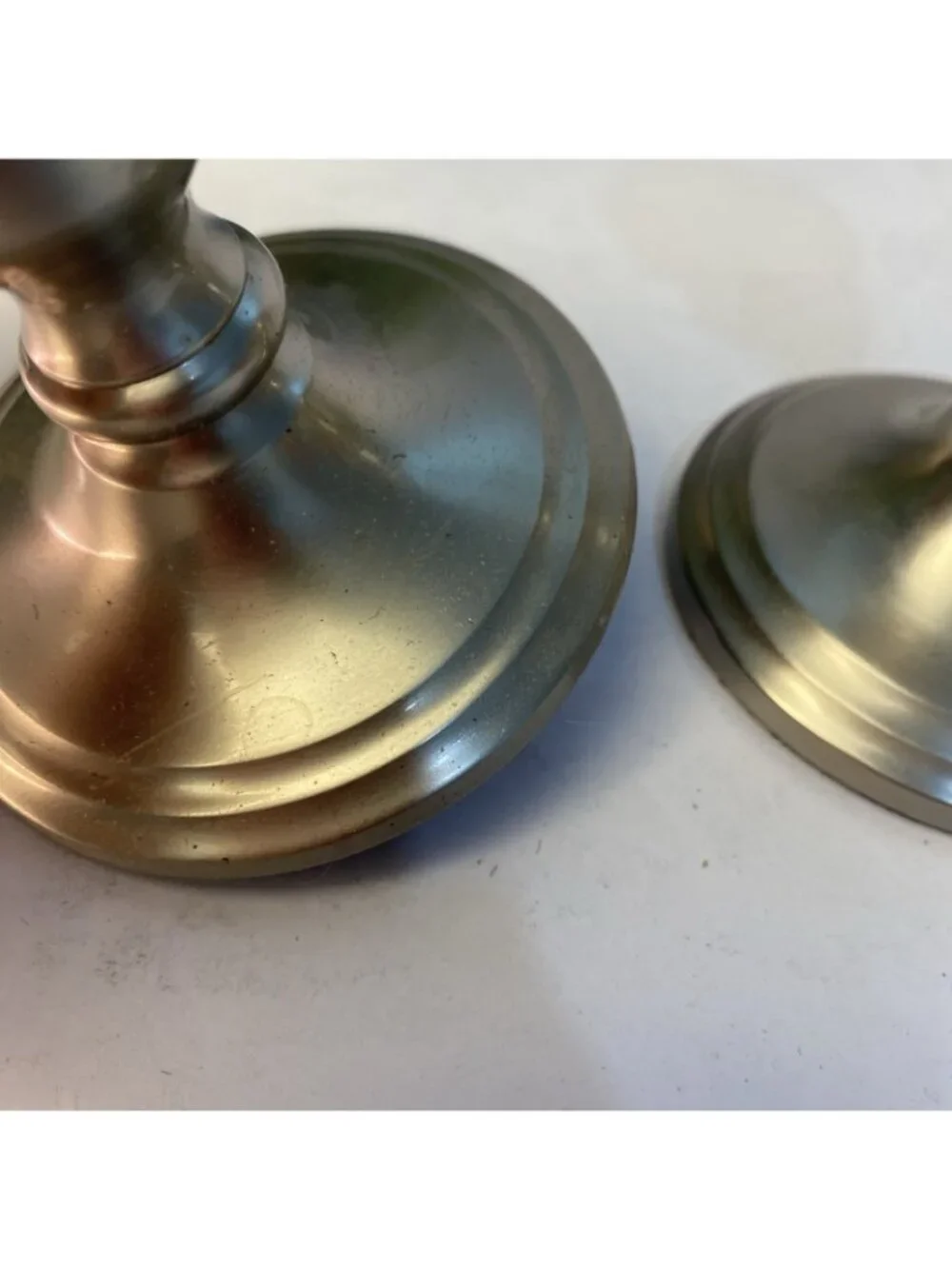 Vintage Weighted Pewter Candlestick Mixed Height Candle Holders Set of 2